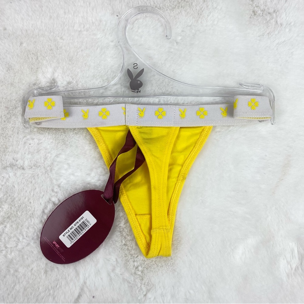 NWT Vintage Playboy "We Love Kissing It" Yellow Panties - Picture 4 of 6